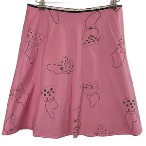 Lapis A-Line Pink Skirt with Whimsical Purse Pattern Full and Lined Size Large